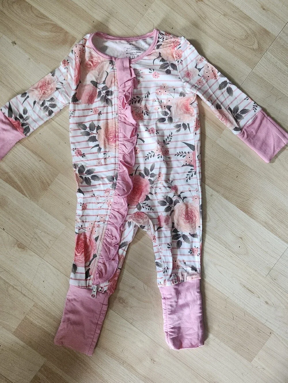 2-Pack Bamboo Baby Zipper Sleepers 3-6M Floral & Bows Coquette Cottagecore Girly